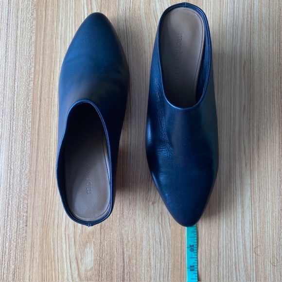 Monk & Lou Summer Genuine Leather Pointed Toe Black Shoes Heel Size 37 - Picture 7 of 7